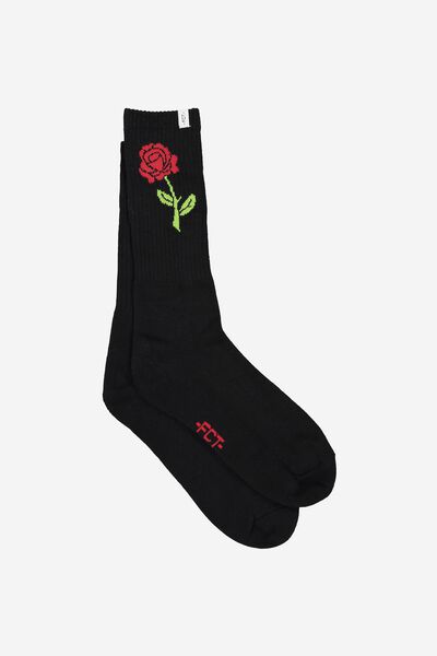 Retro Ribbed Socks, BLACK ROSE
