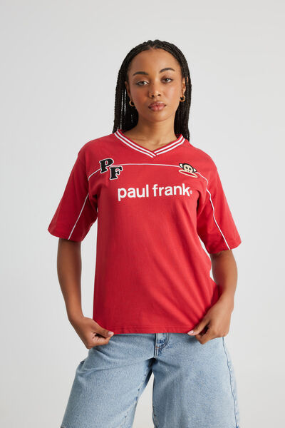 Lcn Paul Frank V Neck Tee, LCN PAU RANCH RED/PAUL FRANK