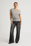 Batwing Longline Top, PUMICE/ASH GREY STRIPE - alternate image 2