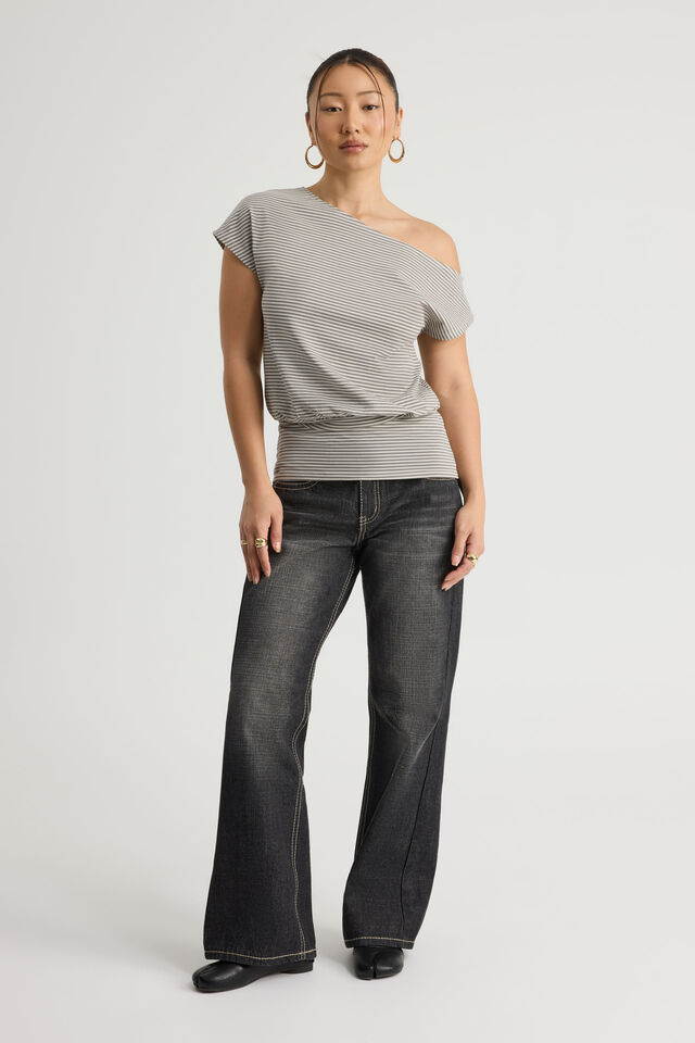 Batwing Longline Top, PUMICE/ASH GREY STRIPE