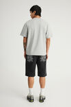 Half Half Baggy Denim Short, WORN BLACK - example image 4