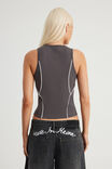 Panelled Zip Through Tank, WASHED BLACK/WHITE PIPING - example image 3