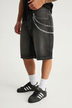Notion Relaxed Baggy Denim Short, DISTRESSED DARK MATTER/CHAINS - example image 1