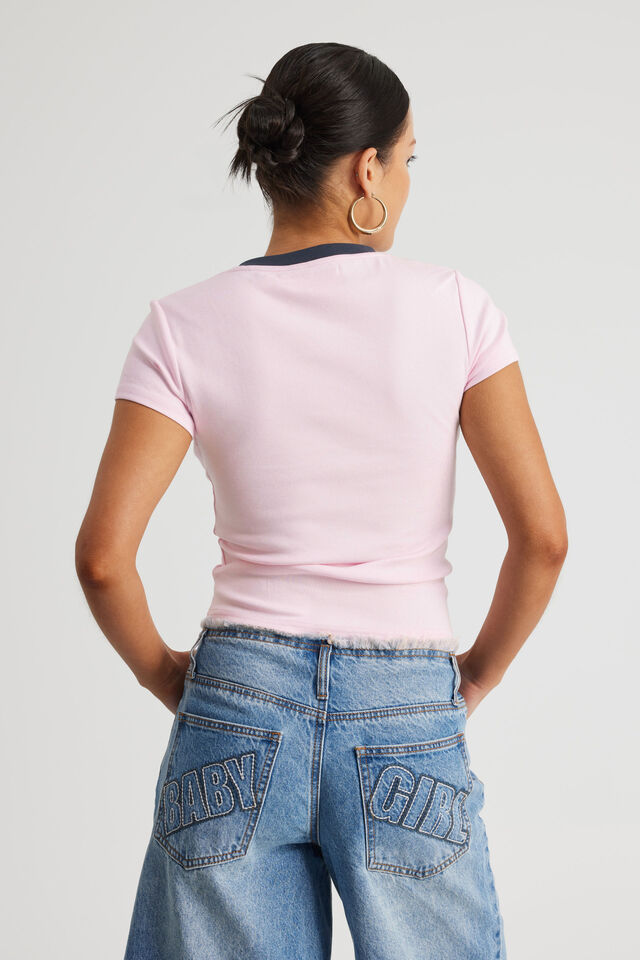 Fitted Graphic Tee, PINK ICE/OG CREST