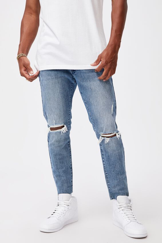 Raw Hem Skinny Leg Jean, BRIGHT INDIGO