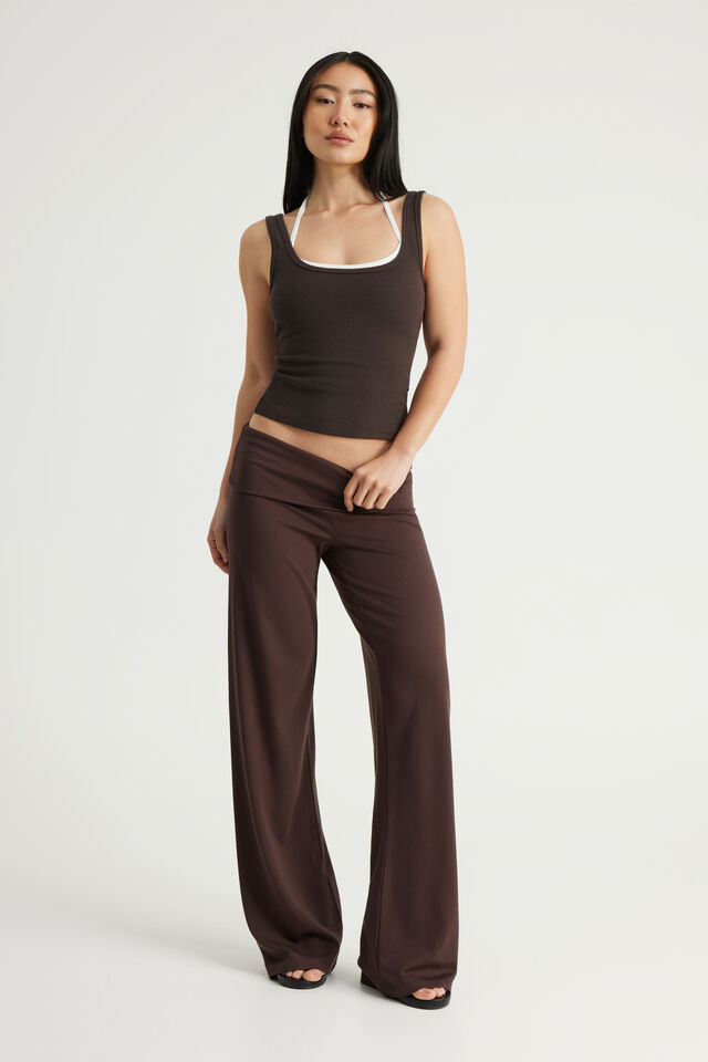 Roll Waistband Pant, UMBER