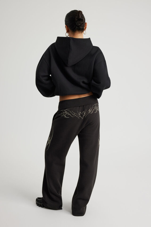 Wide Waistband Trackpant, NTN BLACK/RHINESTONE