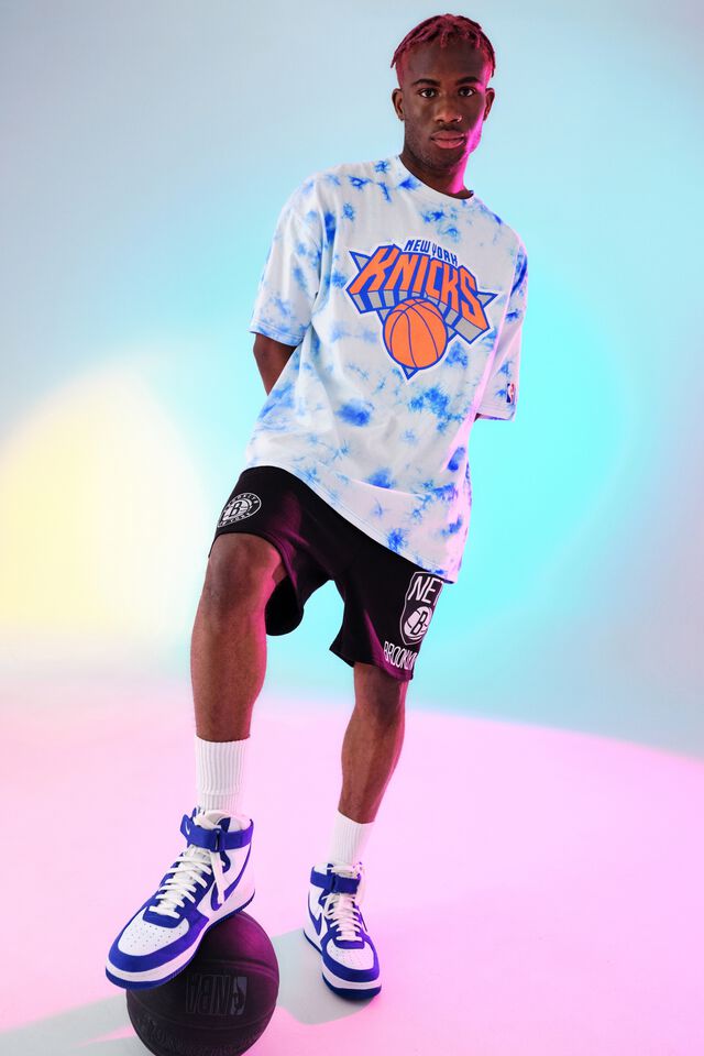 NBA NY Knicks Oversized T Shirt, LCN NBA BLUE TIE DYE/KNICK