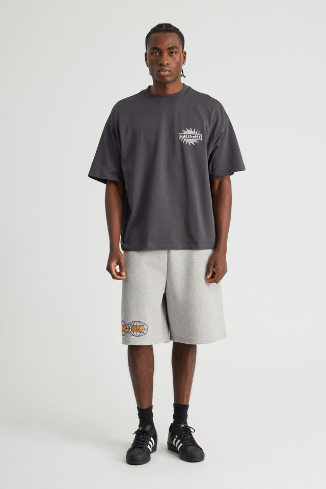 Half Half Regular Track Short, HH GREY MARLE/TURBULENT