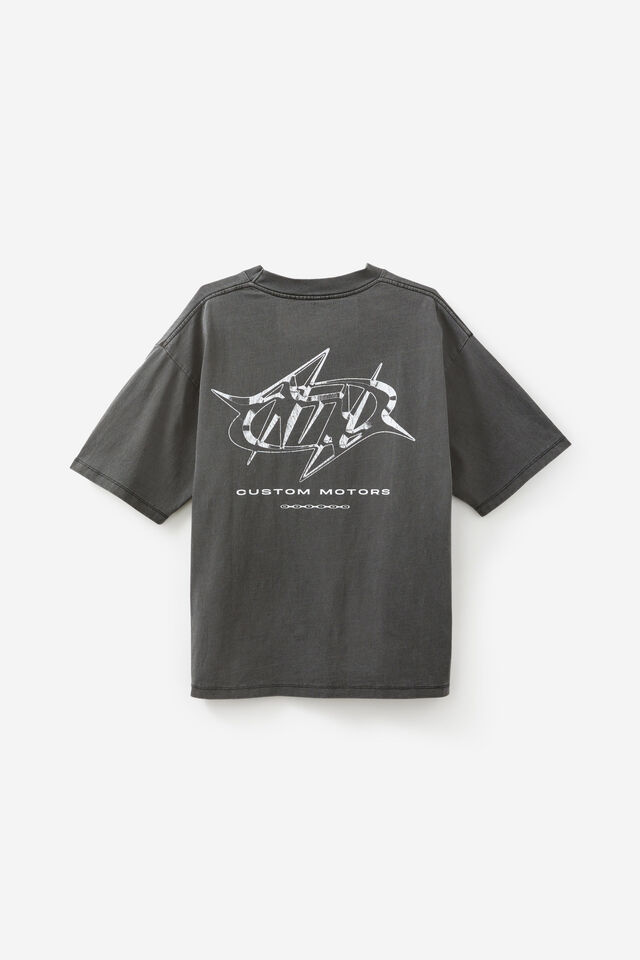 Notion Vintage Box Fit Graphic Tshirt, NTN WASHED BLACK/SPIKY LOGO