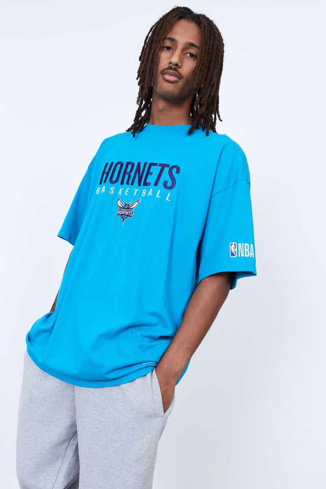 NBA Charlotte Hornets Oversized T Shirt, LCN NBA TEAL/HORNETS BASKETBALL