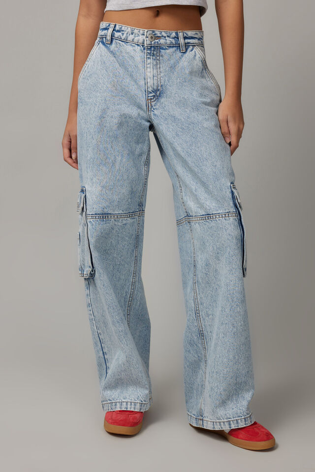 Lexi Baggy Cargo Jean, 90s BLUE