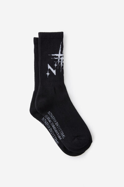 Unisex Rib Sock - Extra, NOTION N W 3 STARS BLK