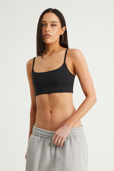 Snatched Crop Cami, BLACK