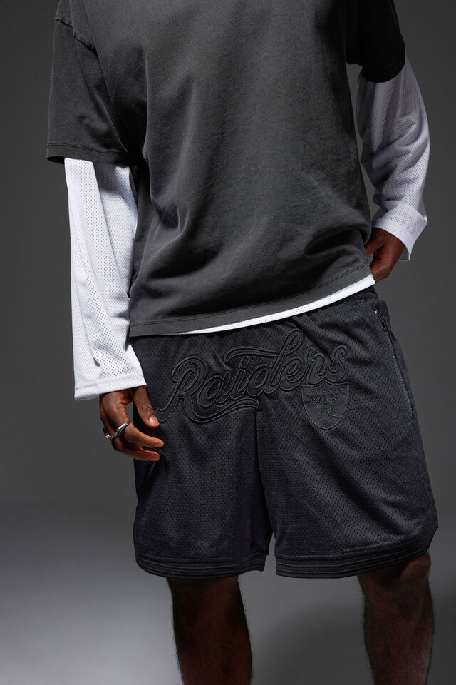 Nfl Basketball Short, LCN NFL BLACK/RAIDERS BLACK STEALTH