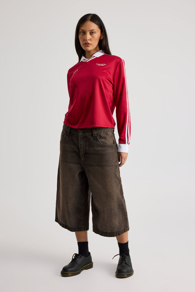 Long Sleeve Fitted Sports Jersey, CRANBERRY JUICE/SPORTS & REC
