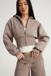 Authentics Shrunken Zip Through Hoodie, MUSHROOM - example image 5