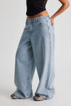 Elastic Waist Baggy Jean, FADED BLUE - alternate image 2