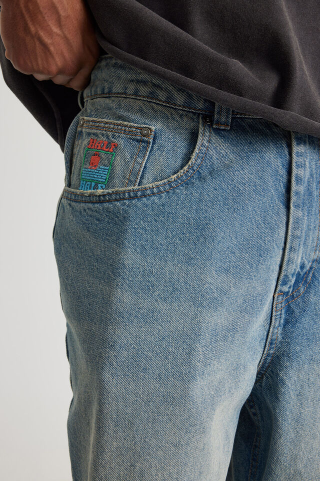 Half Half Baggy Painter Jean, NIAGARA BLUE