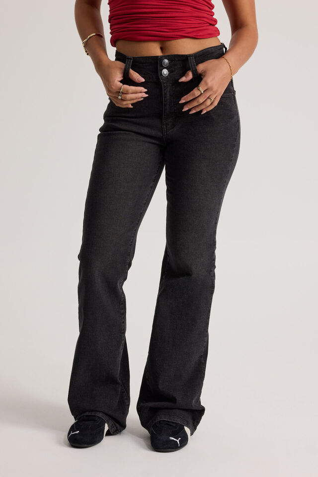 Stretch Bootleg Jean, WASHED BLACK