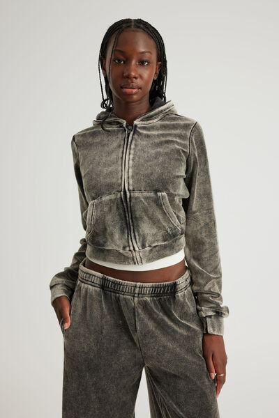 Notion Velour Zip Through, NTN WASHED BLACK
