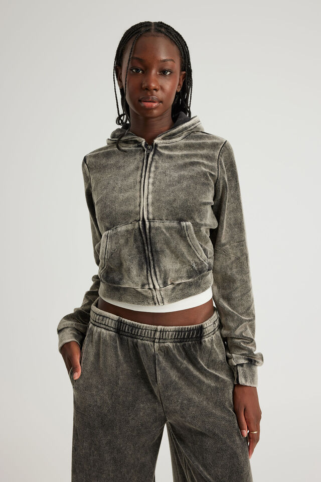 Notion Velour Zip Through, NTN WASHED BLACK