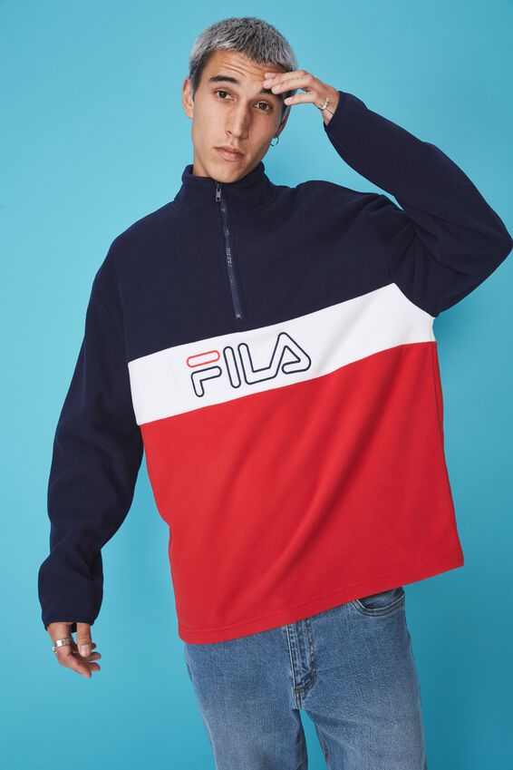 Fila Lcn Qtr Zip Polar Fleece, NAVY/WHITE/RED