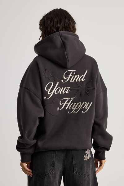 Harley Slouchy Hoodie, PHANTOM/FIND YOUR HAPPY TLK LTR
