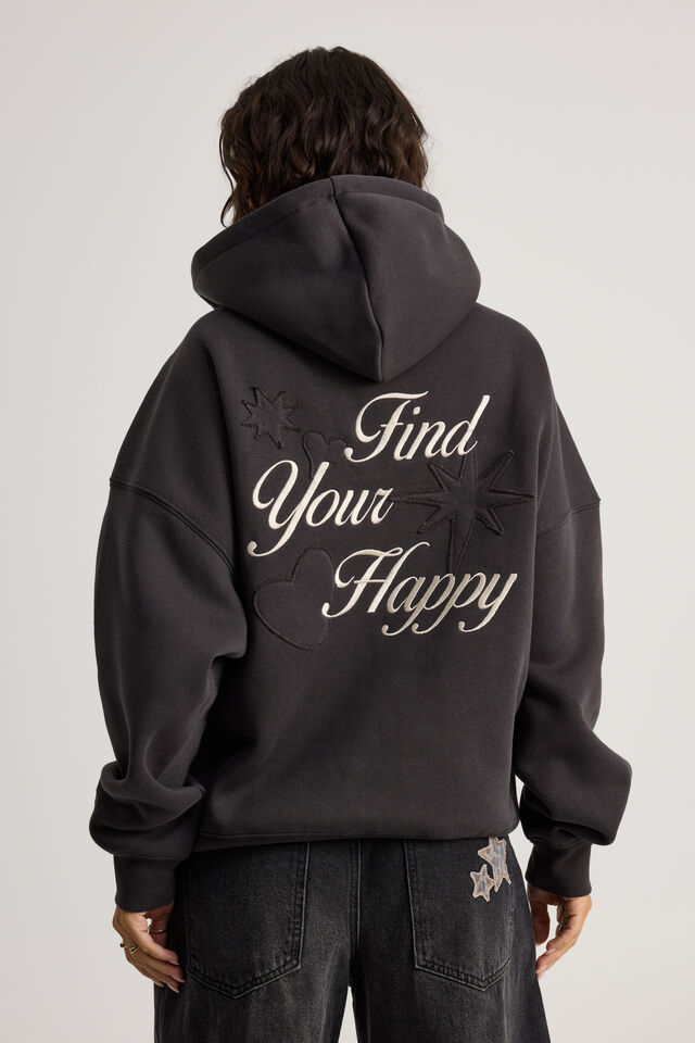 Harley Slouchy Hoodie, PHANTOM/FIND YOUR HAPPY TLK LTR