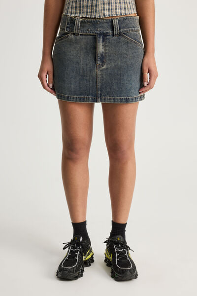 Dakota Denim Skirt, GASOLINE BLUE