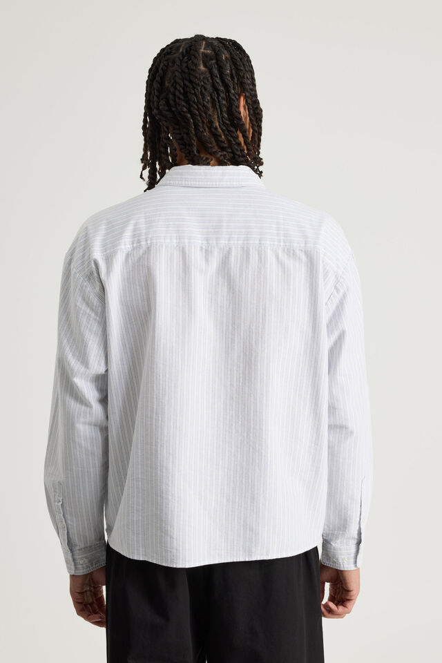 Open Gallery Boxy Cropped Long Sleeve Shirt, OG OXFORD BLUE/EVERYDAY ART