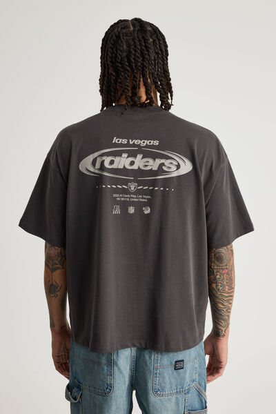 Heavyweight Box Fit Nfl Tshirt, LCN NFL SLATE/RAIDERS STEEL