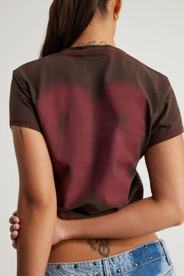 Graphic Baby Tee, WASHED WALNUT/OG 08