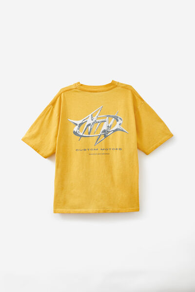 Notion Vintage Box Fit Graphic Tshirt, NTN WASHED MUSTARD/SPIKY LOGO