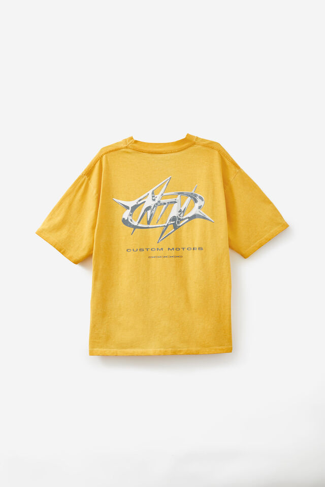 Notion Vintage Box Fit Graphic Tshirt, NTN WASHED MUSTARD/SPIKY LOGO