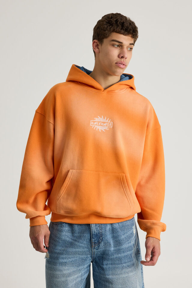 Half Half Hoodie, HH WASHED BURNT APRICOT/ICARUS