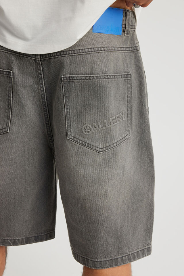 Open Gallery Baggy Denim Short, SMOKEY GREY