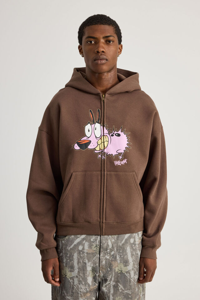 Cartoon Network X Half Half Zip Thru Hoodie, LCN WB MUD/COURAGE HALF HALF