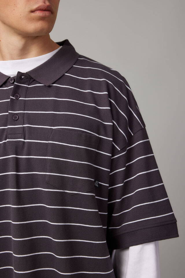 Oversized Polo, SLATE STRIPE