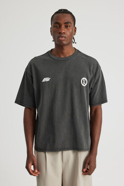 Open Gallery Box Fit Tshirt, OG WASHED BLACK/IDEAS DEPT