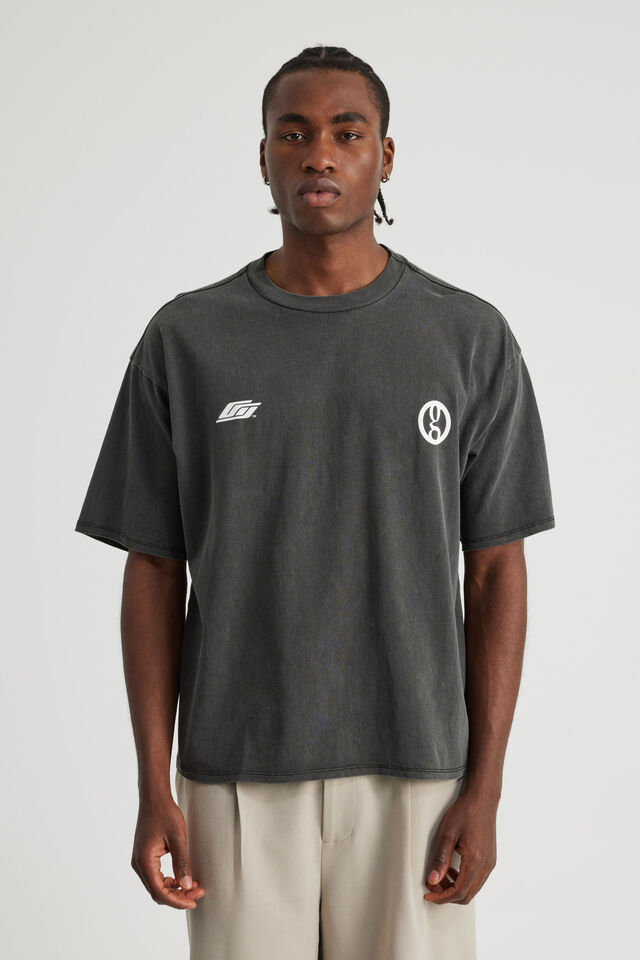 Open Gallery Box Fit Tshirt, OG WASHED BLACK/IDEAS DEPT