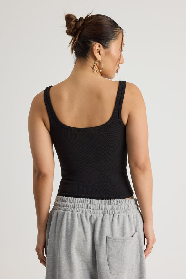Graphic Scoop Neck Tank, BLACK/OG