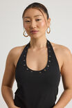 Scoop Neck Halter Top, WASHED BLACK - alternate image 4
