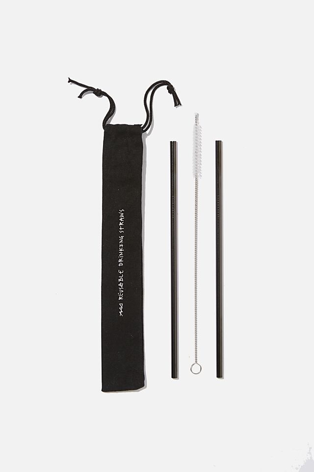 Metal Straw Pack, CHARCOAL W/BRUSH