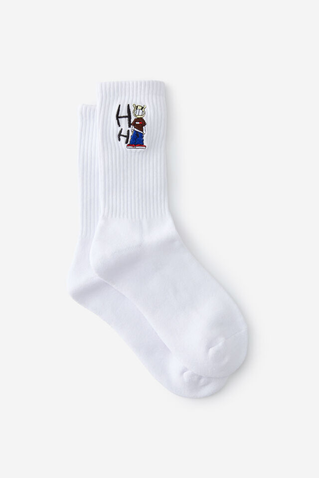Unisex Rib Sock - Extra, HALF HALF WHITE ALIEN