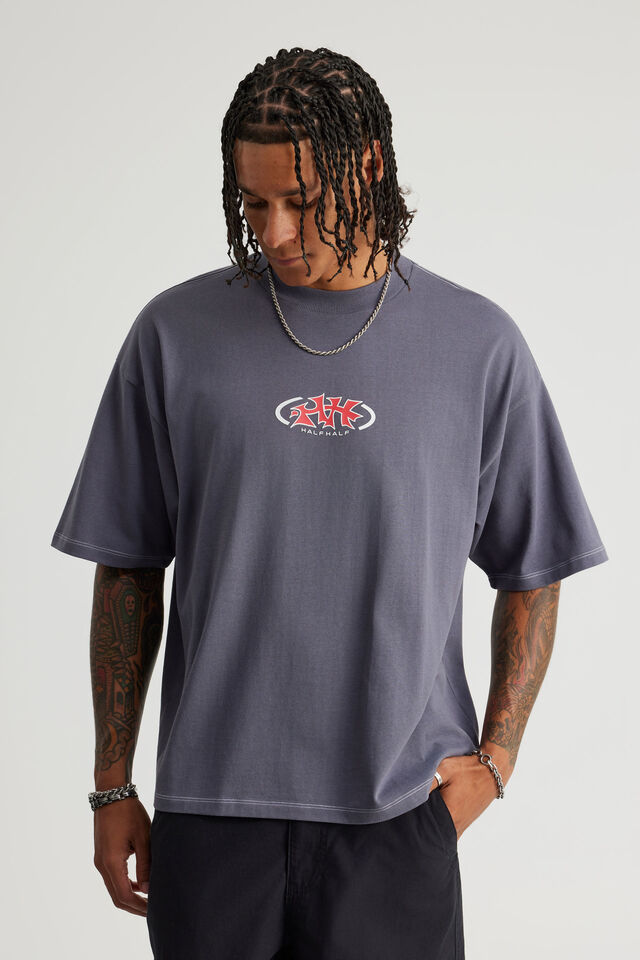 Half Half Heavyweight Box Fit Graphic Tshirt, HH COLD HARBOUR/MACE PILL