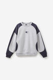 Half Half Panelled Crew, HH STEEL MARLE/ NAVY BLAZER STAR - alternate image 1