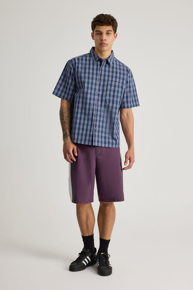 Half Half Panelled Boardshort, DEEP GRAPE/TRIPLE TIME