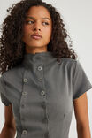 Double Button Top, DARK GREY - alternate image 4