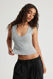 V Neck Tank, GREY MARLE - alternate image 1